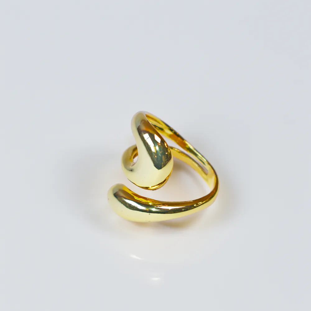 Sculptural Gold Plated Adjustable Ring - Modern Bold Design - Available at Julie Saldivia Jewelry